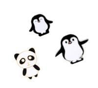 CATIEBYE Broches Créatives en Alliage Petit Lot de 3 Pièces Motifs Panda et Manchot pour Accessoires de Costumes et Décoration Lors de Fêtes et Banquets