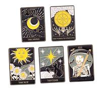 CATIEBYE Broches Tarot en Émail Coloré Alliage Métallique Ensemble 5 Pièces pour Femme Accessoires Mode Vêtements Paquet Présents Quotidienne