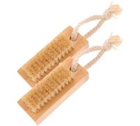 CATIEBYE Brosse à Ongles Poils Rigides en Bambou Naturel Portable 2pcs Outil de Nettoyage Solide pour Mains et Salon de Manucure