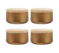 CATIEBYE Coffret Présent 4 Pièces Boîtes à Bougies en Étain Couvercle en Bois, Décoration Maison et Fabrication de Bougies, Style Rustique pour Dîners et Engagements