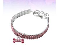 CATIEBYE Collier Élastique pour Animaux en Pierres Brillantes et Verre, Design Créatif avec Pendentif Os, Confortable Un Port Quotidien Lors de Fêtes
