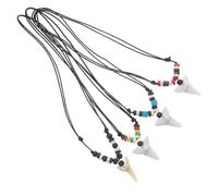 CATIEBYE Collier Ras du Cou Ajustable 4pcs Pendentifs de Dents de Requin en Acrylique et Bois pour Surfeurs et Amateurs D'aventure