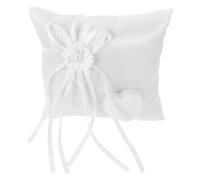 CATIEBYE Coussin D'alliances Mariage Blanc Carré en Tissu Nœud Floral Délicat, Facile à Transporter Ranger pour Cérémonie de Mariage Romantique