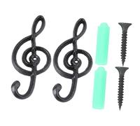 CATIEBYE Crochets Muraux Noir pour Suspendre Manteaux et Petits Objets Forme Note de Musique, Fixation Solide et Résistante à L'huile, Lot de 2 la Cuisine ou Salle de Bain