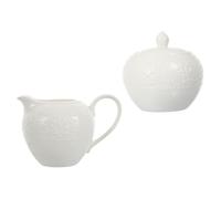 CATIEBYE Ensemble 2 Pièces en Céramique Blanche Comprenant Bouilloire à Lait et Pot à Sucre Multifonction, Design Élégant et Facile à Nettoyer Café Quotidien