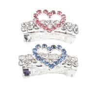 CATIEBYE Épingles à Cheveux Décoratives Maintien des Poils en Vie Quotidienne et Grands Événements Lot de 2 en Alliage Forme Cœur Bleu pour Chiens et Chiots