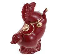 CATIEBYE Figurine Cheval Céramique Rouge Décorative Facile à Nettoyer pour Richesse et Succès, Décoration Authentique du Nouvel an Chinois pour Bureau ou Collection