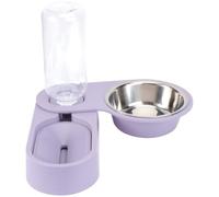 CATIEBYE Gamelle pour Chat et Chien, Bol D'abreuvoir pour Animaux, Plastique et Acier Inoxydable, Design et Inférieur Séparé, Pourpre, pour Chats et Chiens