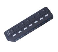 CATIEBYE Hub Concentrateur de Données 7 Ports Compact en Éclairage LED Indépendant USB 3.0 et Prolongateur USB pour Accessoires PC