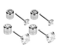 CATIEBYE Lot 2 Paires Boucles D'oreilles Zircon Acier Inoxydable Petites Puces 3 Mm 5 Mm Femmes Adolescentes Mariage Élégantes