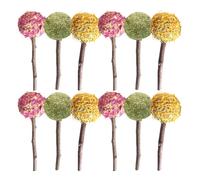 CATIEBYE Lot de 12 Bâtonnets à Mâcher pour Lapins, Cobayes et Hamsters - Jouets de Dentition Naturels en Herbe, Assortiment Rose, Souci et Foin - Friandises pour Soins Dentaires