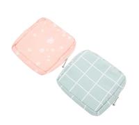 CATIEBYE Lot de 2 Pochettes Menstruelles Multifonctions 14x10 Cm en Tissu Polyester sans Odeur, Rangement pour Serviettes Hygiéniques et Pièces de Monnaie, Paquet Portable Décoratif Rose