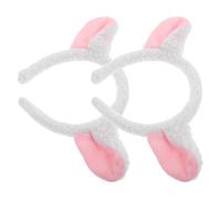 CATIEBYE Lot de 2 Serrage-têtes Oreilles D'agneau en Peluche Blanche, Doux avec Élasticité Modérée, pour Fêtes à Thème et Séances Photo