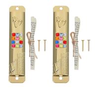 CATIEBYE Lot de 2 Sets de Sets de Mezouza en Alliage de Zinc Doré avec Parchemin Casher, Décoration de Porte Élégante et Protection Sacrée Maison Juive