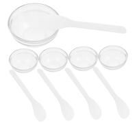 CATIEBYE Lot de 5 Sets de Sets de Bols Mélangeurs en Verre Transparent Épais pour Masque Facial, Petit Format 5 Spatules Blanches, Outil DIY pour Soins du Visage, Kit Portable pour Spa