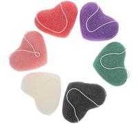 CATIEBYE Lot de 6 Éponges Nettoyantes en Visage Forme Cœur, Exfoliation Douce et Nettoyage, pour Soins Quotidiens Peau
