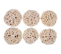 CATIEBYE Lot de 6 Jouets à Mâcher en Bois Naturel pour Perruches et Cochons d'Inde, Balle Comestible pour Soin Dentaire et Stimulation Recherche de Nourriture