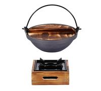 CATIEBYE Marmite en Fer et Bois pour Cuisson Instantanée de Nouilles et Délices, Marmite Ménagère Japonaise Traditionnelle pour Hot Pot Asiatique