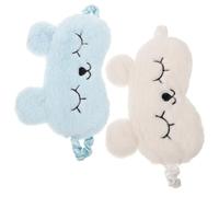 CATIEBYE Masque De Sommeil Peluche Lapin Lot De 2 Pièces Blanc Et Bleu Clair, Cache-œil Confortable Élastique, Voyage Sieste Repos Pour Garçon Et Filles Et Filles