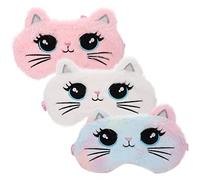 CATIEBYE Masque de Sommeil Yeux en Peluche Douce Bande Élastique, Bloque la Lumière et Libère le Stress, Sieste Bureau, Lot de 3 Pièces