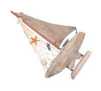 CATIEBYE Modèle de Voilier Bois Sculpté Main Décor Nautique Méditerranéen Miniature Artisanale pour Centre de Table et Décoration Côtière Intérieure