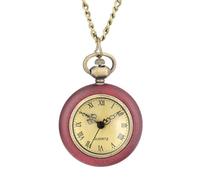 CATIEBYE Montre de Poche à Quartz, Pendentif Collier, Style Vintage, Alliage et Plastique, Cadran Romain, Rose, Réglage Facile de L’Heure, Finition Soignée