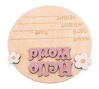 CATIEBYE Panneau en Bois D’annonce de Naissance Bébé Personnalisable, Plaque Ronde Prénom et Signe Astrologique, Accessoire Photo Décoratif pour Fête -né, Présent Naissance Bébé