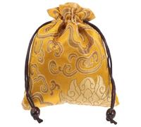 CATIEBYE Pochette à Bijoux Petit Paquet à Cordon Brodée en Soie Jaune Légère et Facile à Nettoyer pour Bracelets et Clés, Voyage