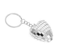 CATIEBYE Porte-clés Cœur 4 Cm Boule Disco Miroir Argenté, Breloque Paquet à Main Décorative, Présent Fête Anniversaire Saint-valentin, Accessoire Mode Femme