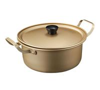 CATIEBYE Pot de Ramen Coréen Bords Lisses en Aluminium Doré Couvercle, Facile à Nettoyer Cuisine Professionnelle et Amateur