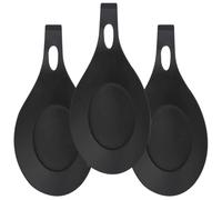 CATIEBYE Repose-cuillère en Silicone Noir 3pcs Résistant la Chaleur Cuisine et Cuisson, Accessoires Élégants et Pratiques pour Poser Cuillère à Soupe