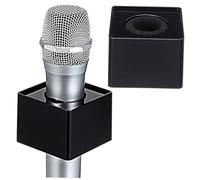 CATIEBYE Stations de Drapeaux de Microphone ABS Noir Lot de 2 pour Journalistes et Animateurs Format Carré et Installation Pratique