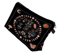 CATIEBYE Trousse de Maquillage Zippée Motif Phase de Lune, Polyester et Mousse, Capacité pour Cosmétiques Variés, Design Unique, Portable pour Voyage et Usage Quotidien