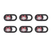 CATIEBYE Webcam Lot et Portable pour Ordinateur Cache Coulissant en Plastique la Fin Noir de 6 Pièces Motif Chat, Protège Caméra Plus D'intimité Tablette