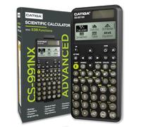 CATIGA CS-991NX Calculatrice scientifique noire avec écran HD de style manuel, calculatrices scientifiques solaires et à piles pour étudiants universitaires, lycée et ingénieur, menu icône et étui