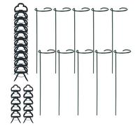 Catime 10 Pièces Anneau de Plantes de Support de Fleurs et Jardin Grimpantes, Tuteurs Plante de Métal avec 20 Pinces, Piquets de Soutien pour Roses Pivoines Tomates Légumes