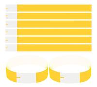 Catime 100 pièces Bracelets d‘identification, Étanche Indéchirable Tyvek Bracelets en Sécurité avec Fermeture Adhésive, Événementiels Bracelets d'entrée pour Club Fêtes, 25 x 2 cm (Jaune), (TY001)
