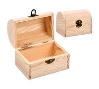 Catime 2 Pièces Boite en Bois avec Couvercle 11,8x8x9cm, Boîte à Bijoux Bois à Decorer Customiser Peindre La Main, Boîte de Rangement en Bois Nature, Organisateur en Bois Brut pour Cadeau Artisanat