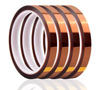 Catime 4 Rouleaux 10mm x 30m Haute Température Ruban Résistant à La Chaleur, Polyimide Kapton Ruban Adhésif pour Imprimante 3D Masquage Soudure Sublimation Carte Circuit Imprimé Isolant (Brun)