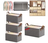 Cation Armoire pliante multifonction et boîtes de rangement, grand gain de place, système de tiroir (gris, achetez 3, obtenez 1 gratuit)