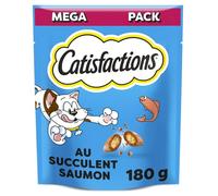 CATISFACTIONS - Friandises Gourmandes au Saumon, Saveur Irrésistible pour Chats Adultes (Sachet 180g) L'unité