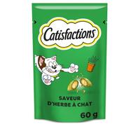 CATISFACTIONS - Friandises Savoureuses à l’Herbe à Chat, Plaisir Naturel pour Chats Adultes (Sachet 60g) - Lot de 4 - Vendu par Lot