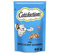 CATISFACTIONS - Friandises Savoureuses au Saumon pour Chats Adultes, Texture Fondante (Sachet 60g) - Le Lot De 4