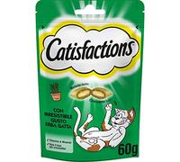 Catisfactions, Snack pour Chat, avec Herbe à Chat Irrésistible, 6 Paquets de 60g, Vert, 60 g (Paquet de 6)