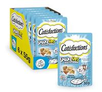 Catisfactions Snack pour Chat, Shake Ups Multivitamins Banquet aux Fruits de mer, 6 Paquets de 55 g