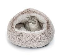 CATISM Lit Rond Coussin lit de Chat Panier Lit Lavable en Tissu Peluche Couffin Chien Gris (Cafe)
