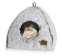 CATISM Niche pour Chat d'intérieur en Forme de Pyramide, 45x45cm, Gris | Lit pour Chat Interieur Oreiller Doux Amovible et Lavable, Tissu Chaud, Abri Confortable pour Chats