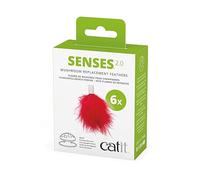 catit Cat Senses 2.0 Repuesto Plumas 6 pièces, A Pois, Couleur Rouge, 43143