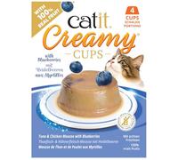 Catit Creamy Cups Friandise pour Chats Thon, Poulet et Myrtille, 4 x 25 g