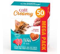 Catit Creamy Pâte à lécher Liquide hydratante pour Chat au Thon 50 x 10 g